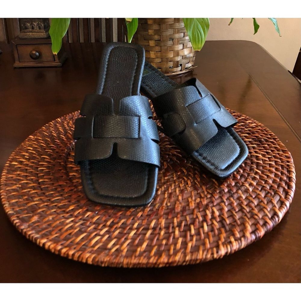 UNBRANDED - L Sz 6 (36) Snakeskin Embossed PU Slide Sandals. Waterproof & NWT! - Picture 5 of 12